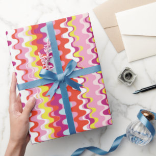 Niedliches, rosa abstraktes Wellenmuster Geschenkpapier