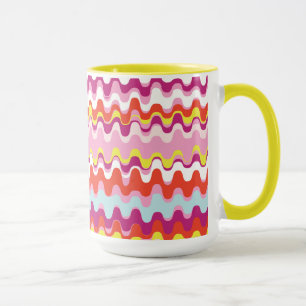 Niedliches, rosa abstraktes Wellenmuster Tasse