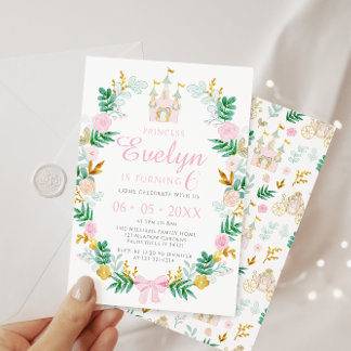 Niedliches Rosa aquamarines Goldschloss Einladung