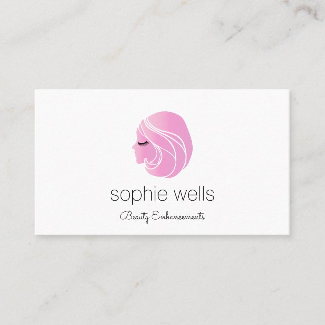 Niedliches Rosa Auge Lash Beauty Girl Visitenkarte (Vorderseite)