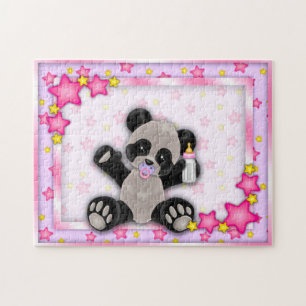 Niedliches rosa Baby-Panda-Bärn-Puzzlespiel