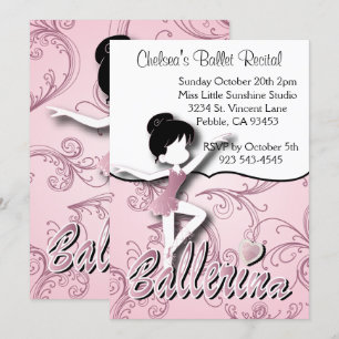 Niedliches Rosa Ballerina Girl Ballett Tanz Erwäg Einladung