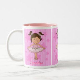 Niedliches rosa Ballett-Mädchen auf US Flagge Zweifarbige Tasse