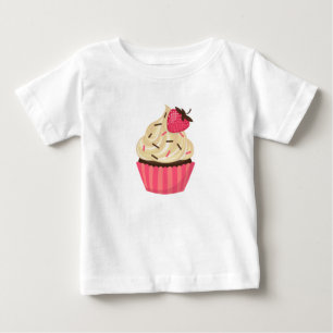 Niedliches Rosa besprüht Erdbeerkleinen kuchen Baby T-shirt