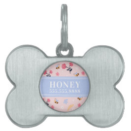 Niedliches Rosa Bienenfloral Monogramm Gerahmt  Tiermarke