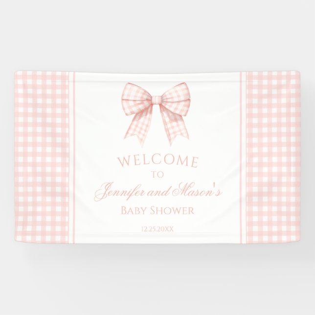 Niedliches rosa Bugband Babydusche Begrüßung Banne Banner (Horizontal)