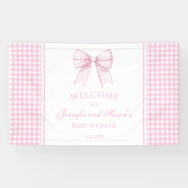 Niedliches rosa Bugband Babydusche Begrüßung Banne Banner (Horizontal)