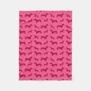Niedliches rosa Dackelmuster Fleecedecke