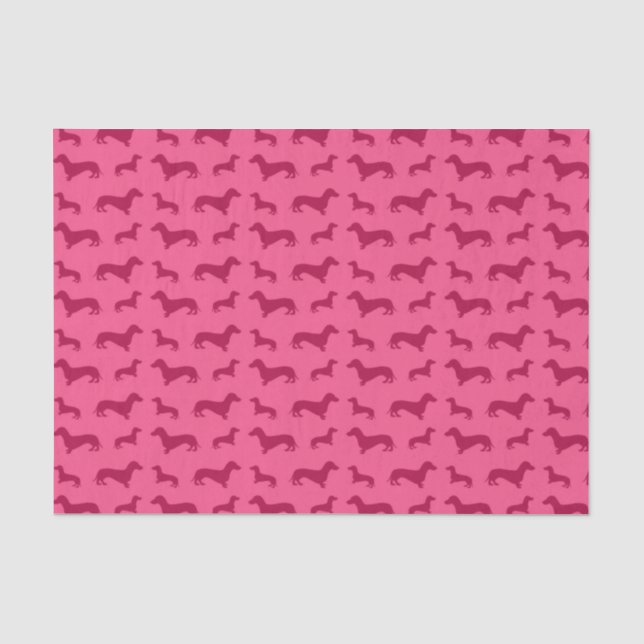 Niedliches rosa Dackelmuster Seidenpapier (Vorderseite)