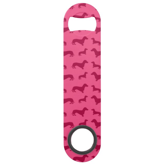 Niedliches rosa Dackelmuster Speedflaschenöffner (Vorderseite)