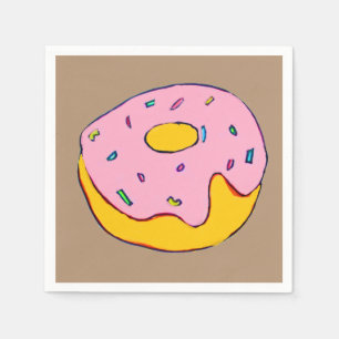 Niedliches Rosa Donut-Dessert-Party Serviette
