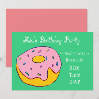 Niedliches Rosa Donut Girl Party Einladung