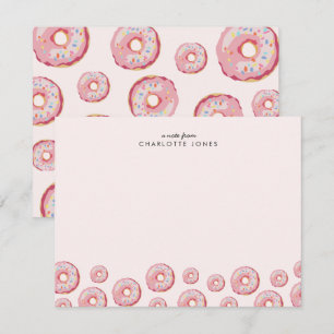 Niedliches Rosa Donut Thema Kinder Stationierung Mitteilungskarte