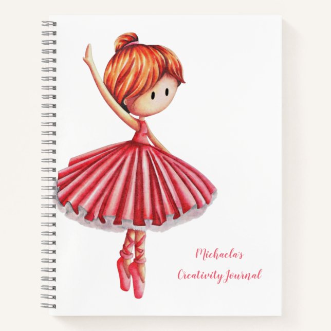 Niedliches rosa Dress Ballet Tänzerin Girl Notizbuch (Vorderseite)