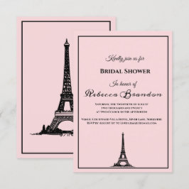 Niedliches Rosa Eiffelturm Paris Brautparty Einladung