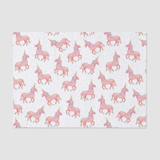 Niedliches rosa Einhorn Baby Duschmuster Seidenpapier (Vorderseite)