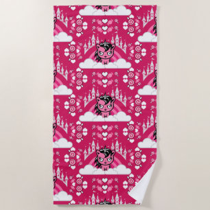 Niedliches rosa Einhornland und Schloss Strandtuch