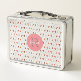 Niedliches rosa Eiscreme-Muster mit Monogramm-Name Metall Brotdose