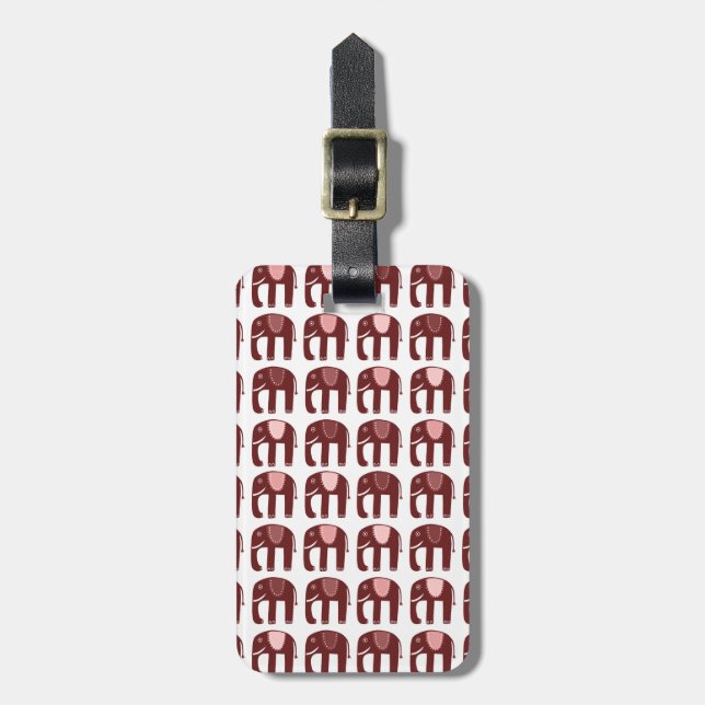 Niedliches rosa Elefantenmuster Gepäckanhänger (Vorderseite vertikal)