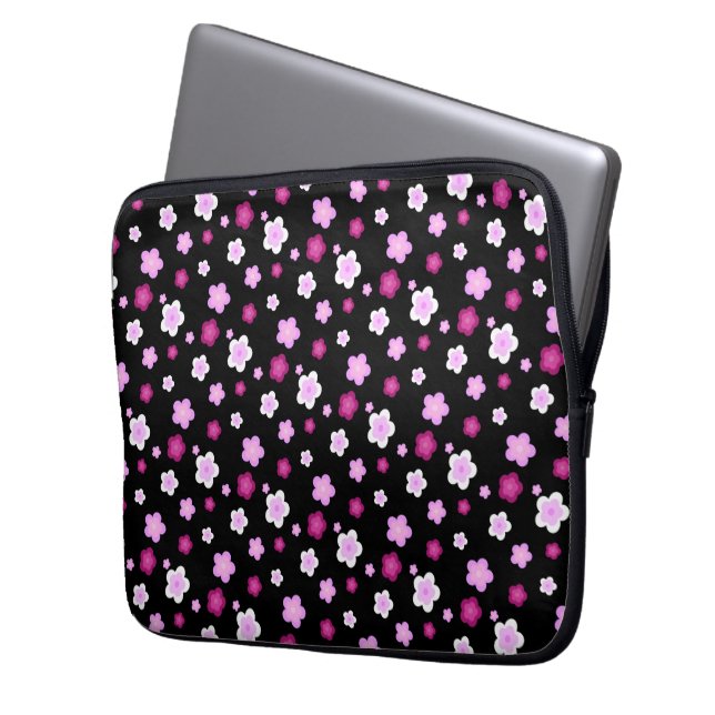 Niedliches rosa Farbverlaufsmuster Blume Laptopschutzhülle (Vorderseite Links)