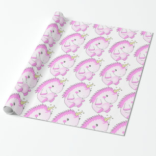 Niedliches rosa fettes Unicorn-Verpackungs-Papier Geschenkpapier