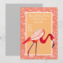 Niedliches Rosa Flamingo Art Girl Party Einladung