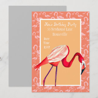 Niedliches Rosa Flamingo Art Girl Party Einladung