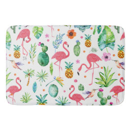 Niedliches rosa Flamingos-Muster und tropische Blu Badematte