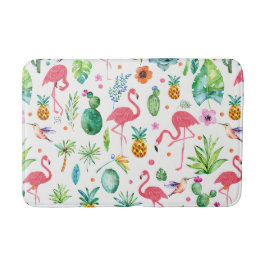 Niedliches rosa Flamingos-Muster und tropische Blu Badematte