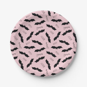 Niedliches Rosa Flecht-Halloween-Party Pappteller