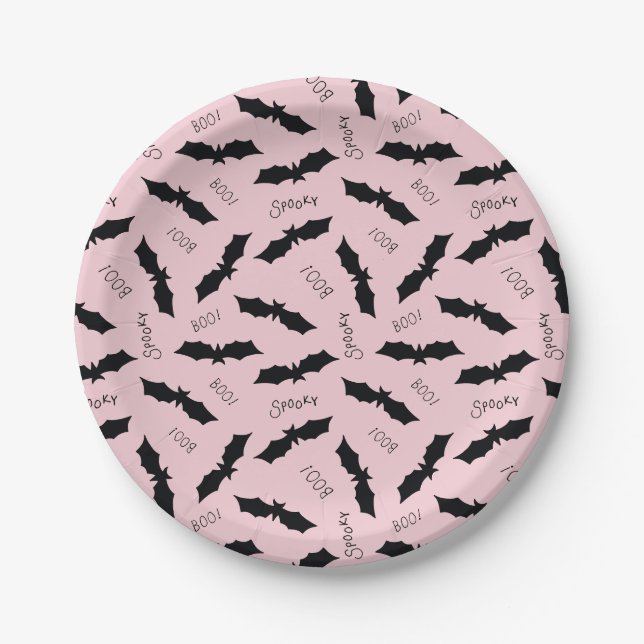 Niedliches Rosa Flecht-Halloween-Party Pappteller (Vorderseite)