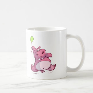 NIEDLICHES ROSA FLUSSPFERD AUF BALLON KAFFEETASSE
