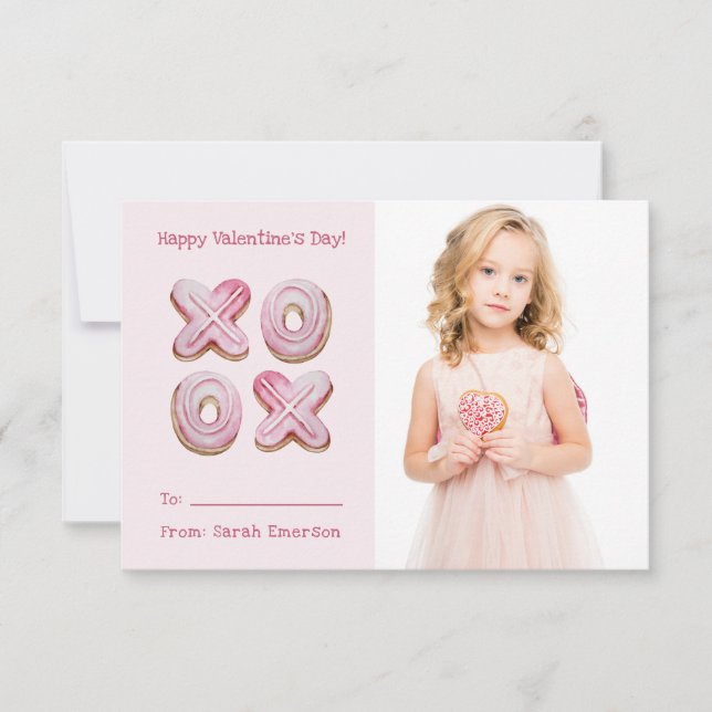 Niedliches rosa Foto Valentinstag Mitteilungskarte (Vorderseite)