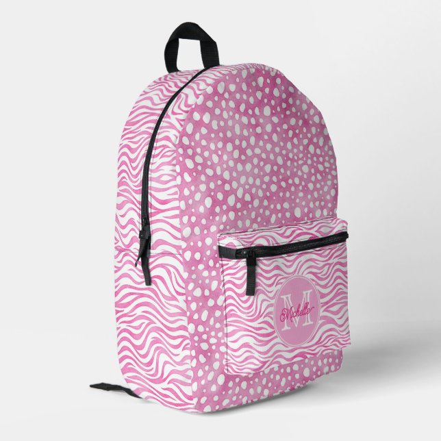 Niedliches rosa Geparden | MIT MONOGRAMM Bedruckter Rucksack (Rückseitige Ecke links)