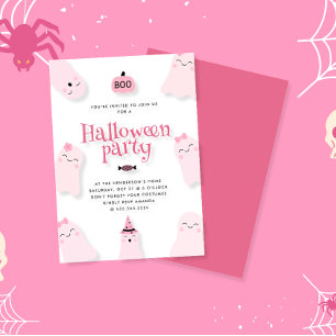Niedliches rosa Ghost-BOO-Halloween-Party Einladung