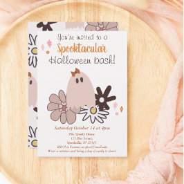 Niedliches rosa Ghost-Halloween-Party Einladung