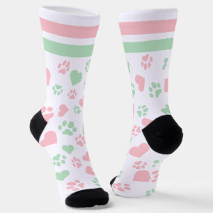 Niedliches rosa-grünes Herz- und Farbdruckmuster Socken