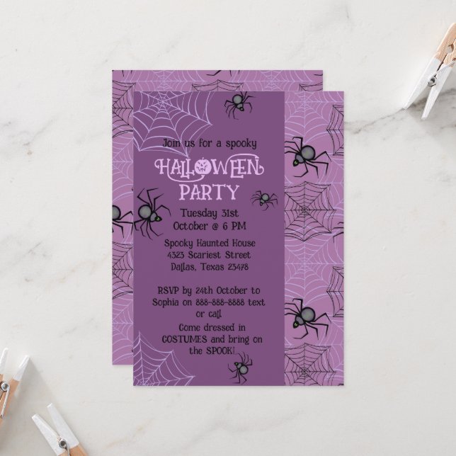 Niedliches Rosa-Halloween-Party Einladung (Vorderseite/Rückseite Beispiel)