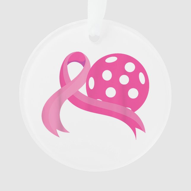 Niedliches rosa Herz-Band-Pickleball Brustkrebs Aw Ornament (Vorderseite)