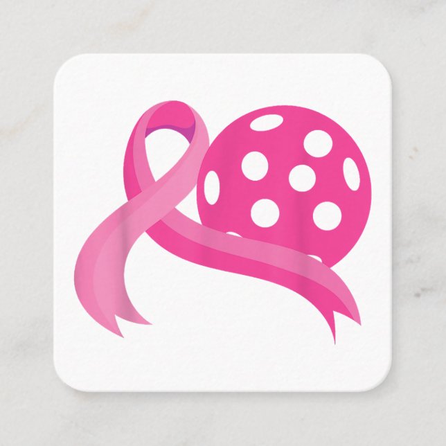 Niedliches rosa Herz-Band-Pickleball Brustkrebs Aw Quadratische Visitenkarte (Vorderseite)