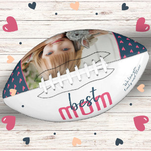 Niedliches Rosa Herz Beste Mama Foto Muttertag Football