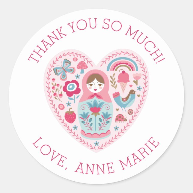 Niedliches rosa Herz Danke Aufkleber (Vorderseite)