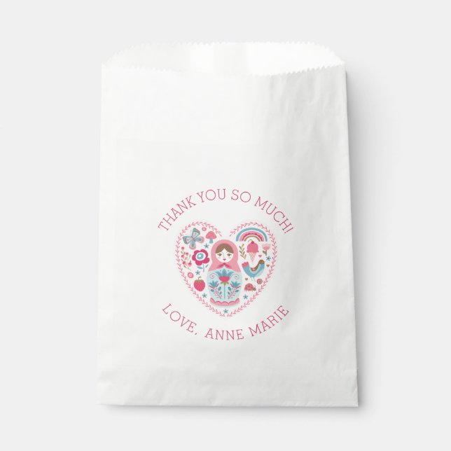 Niedliches rosa Herz Danke, dass du die Flaggen be Geschenktütchen (Vorderseite)