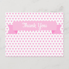 Niedliches rosa Herz-Muster | Babydusche Danke Postkarte