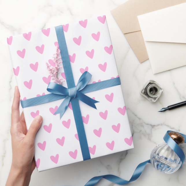 Niedliches rosa Herz-Muster Geschenkpapier (Schenken)