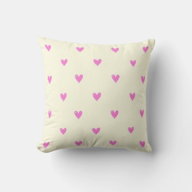 Niedliches rosa Herz Muster Kissen Kissen (Vorderseite)