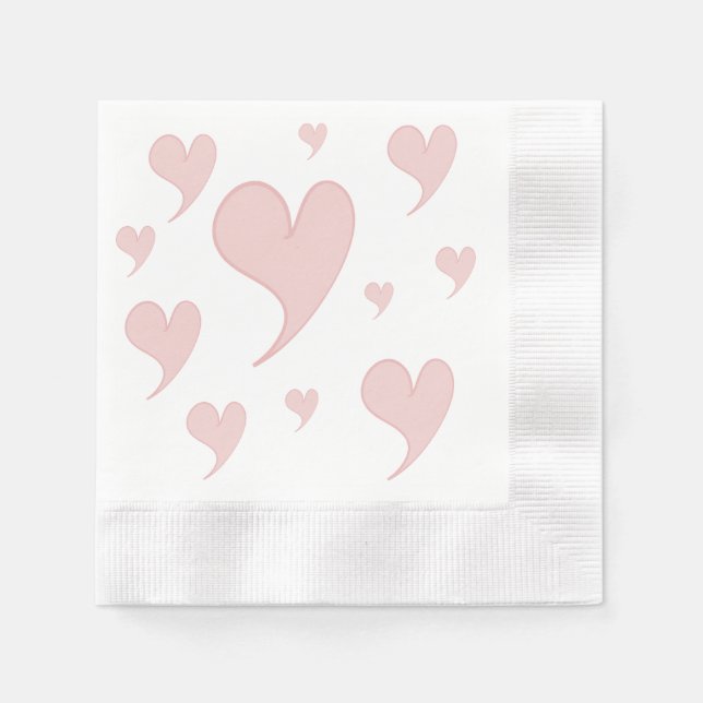 Niedliches rosa Herz Papier Napkin Serviette (Vorderseite)