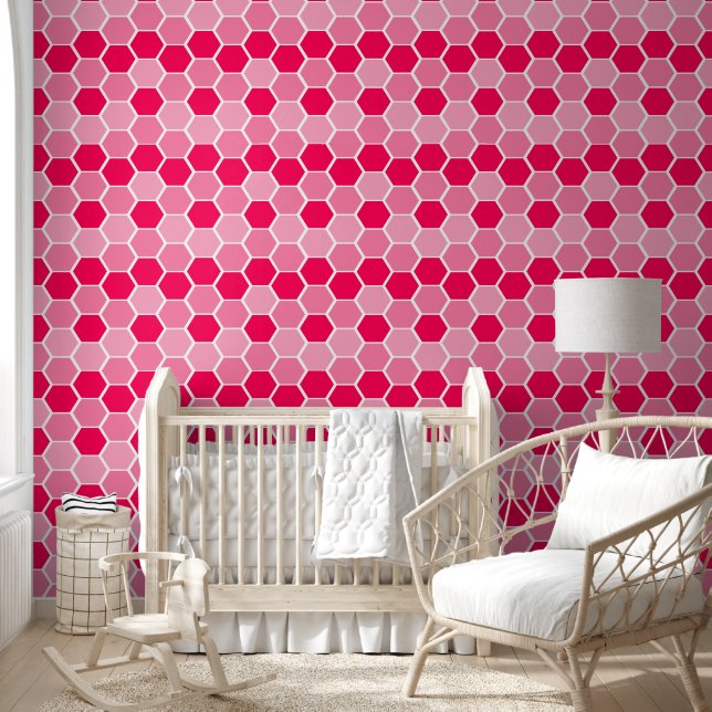 Niedliches rosa Hexagonalmuster Tapete (Kinder)