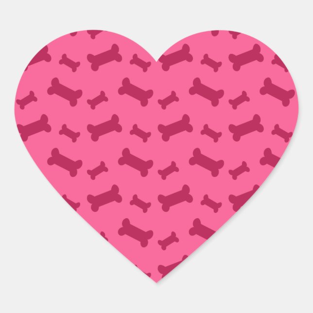 Niedliches rosa Hundeknochenmuster Herz-Aufkleber (Vorderseite)
