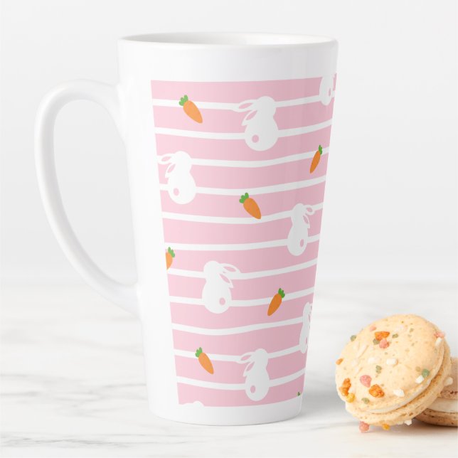 Niedliches rosa Kaninchen- und Karottenmuster Milchtasse (Beispiel)
